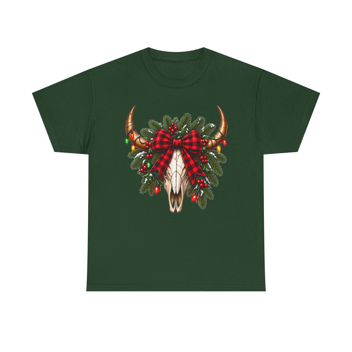 Christmas Buffalo Plaid Longhorn Tee