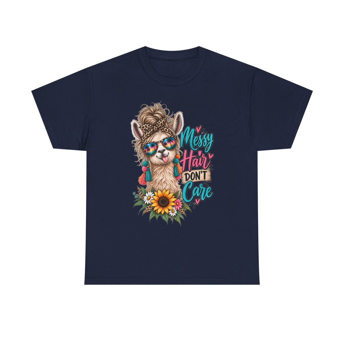 Messy Hair Don't Care Llama T-Shirt