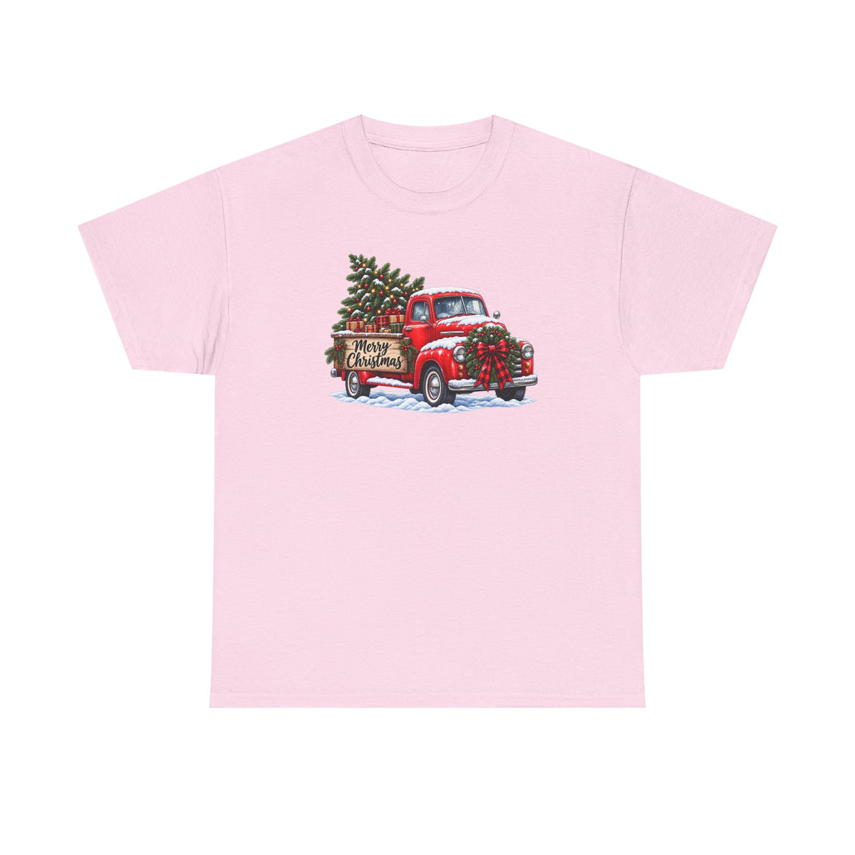 Christmas Truck T-Shirt — Red Vintage Truck with Tree & "Merry Christmas"