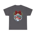 Christmas Ornament Scene T-Shirt — Vintage Red Truck & Snowy Cabin Holiday Tee