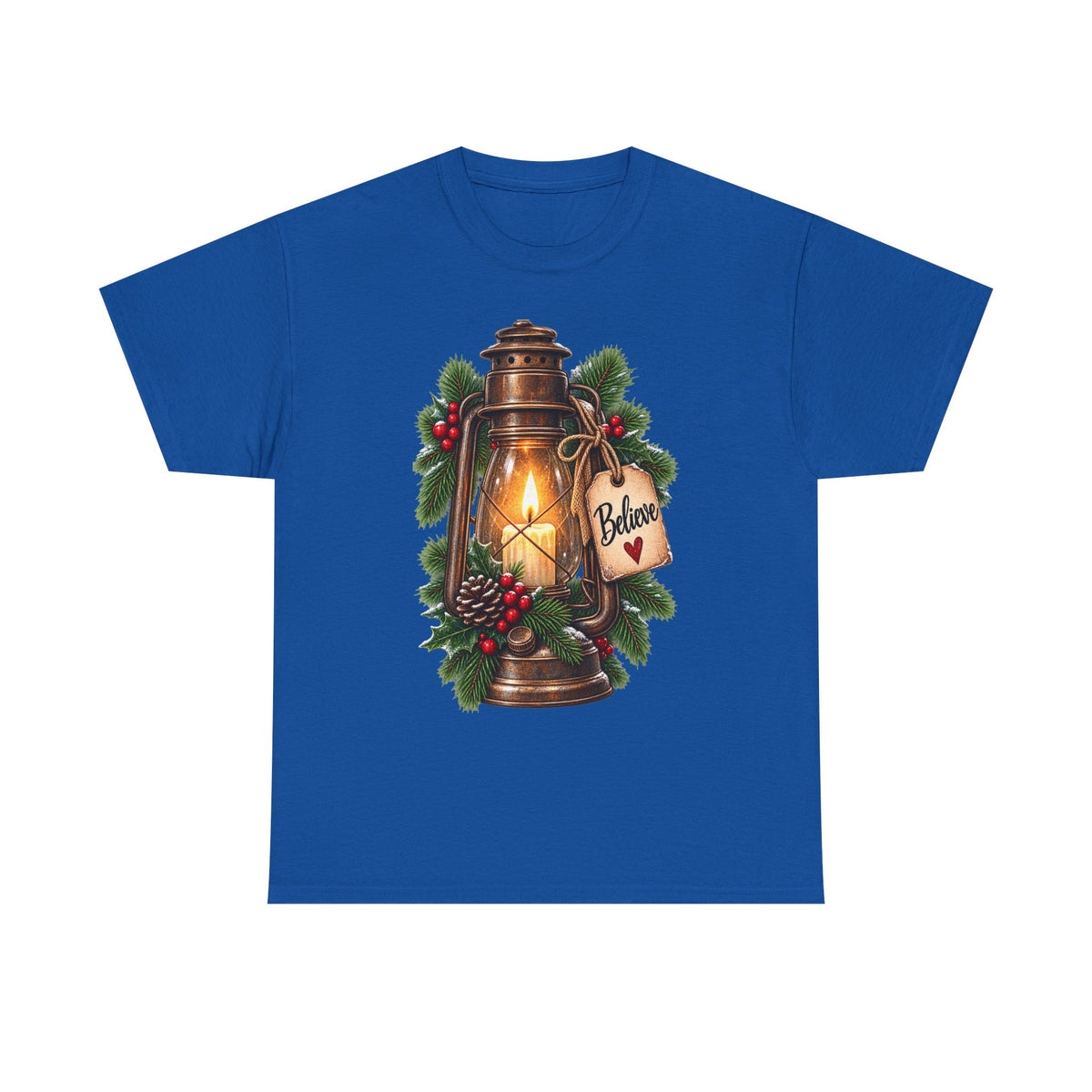 Lantern & Pine Christmas Tee — "Believe" Holiday T-Shirt