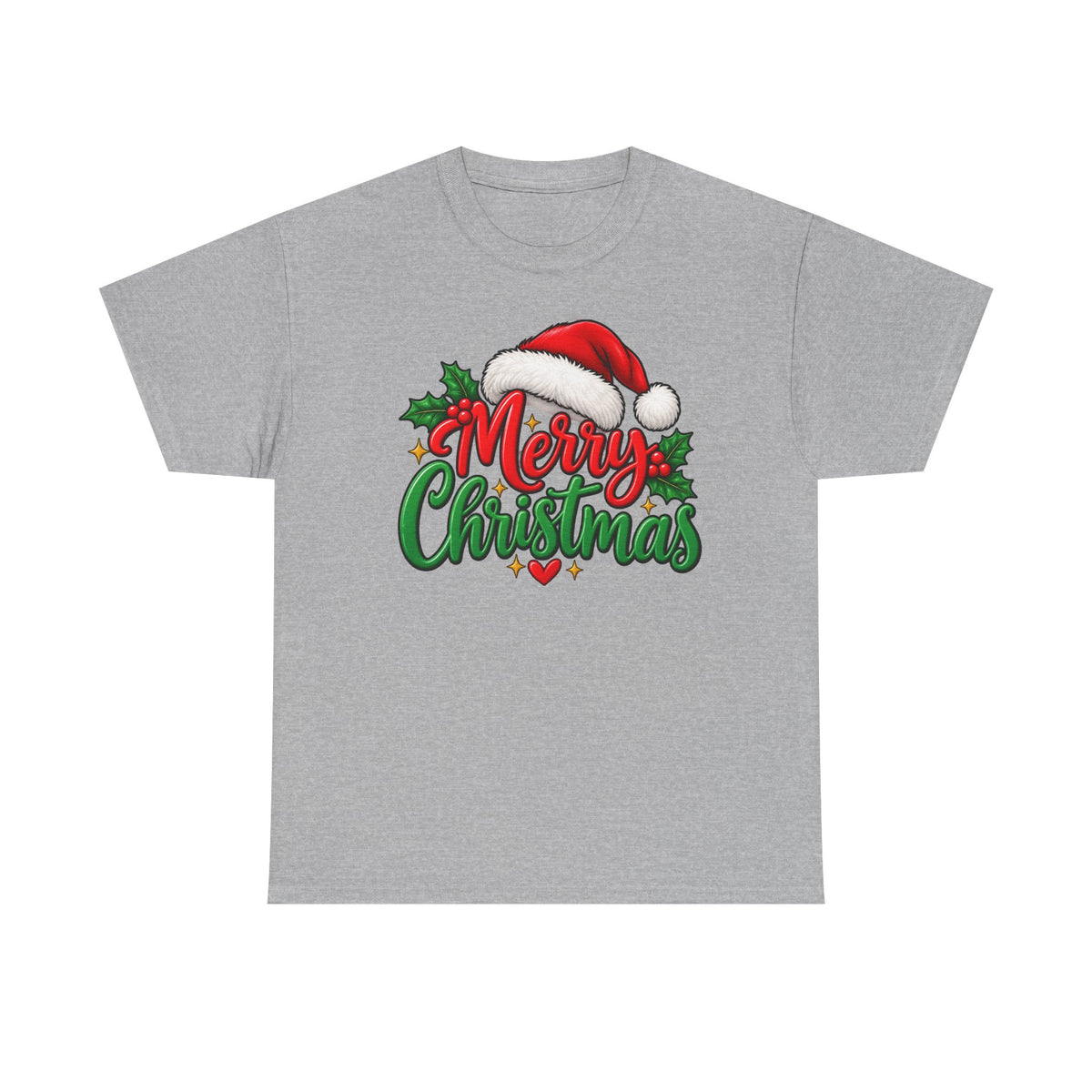 Merry Christmas, Santa hat, and Holly graphic tee