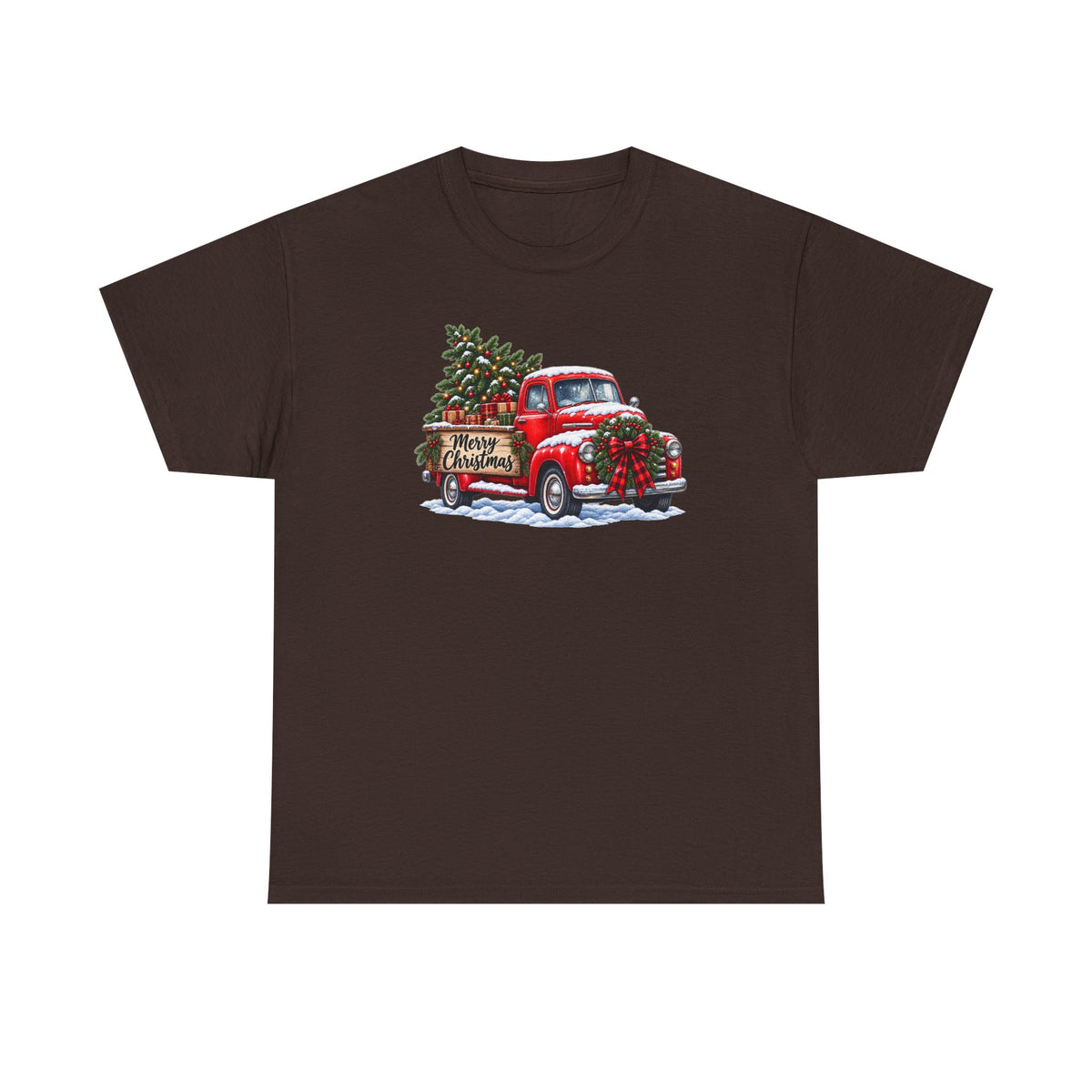 Christmas Truck T-Shirt — Red Vintage Truck with Tree & "Merry Christmas"