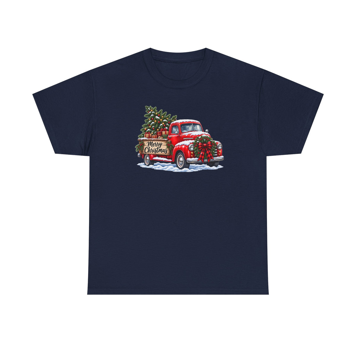 Christmas Truck T-Shirt — Red Vintage Truck with Tree & "Merry Christmas"