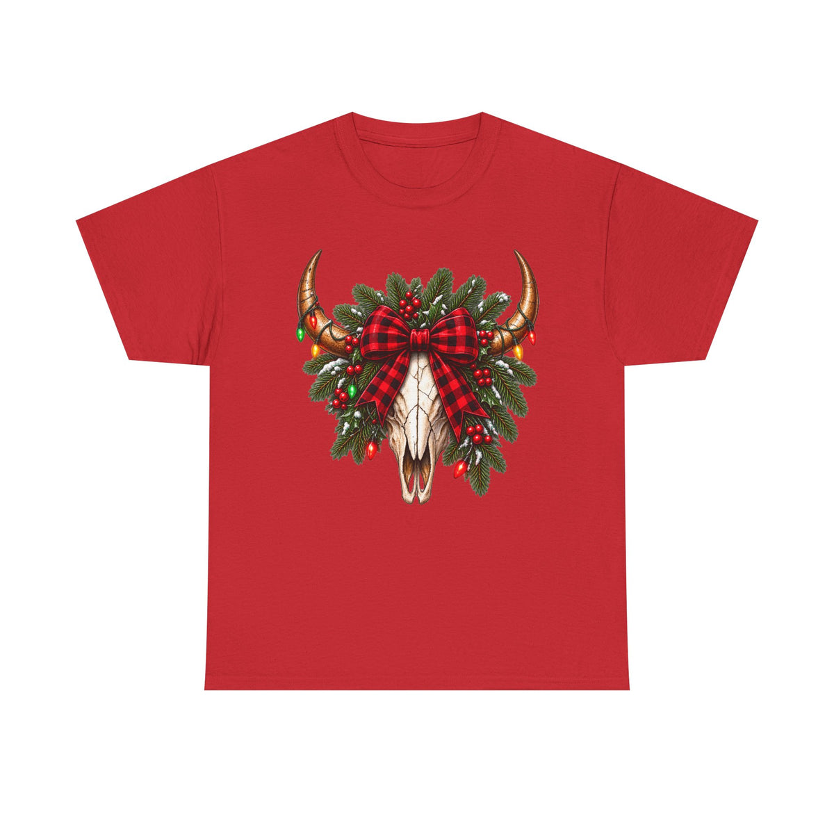 Christmas Buffalo Plaid Longhorn Tee