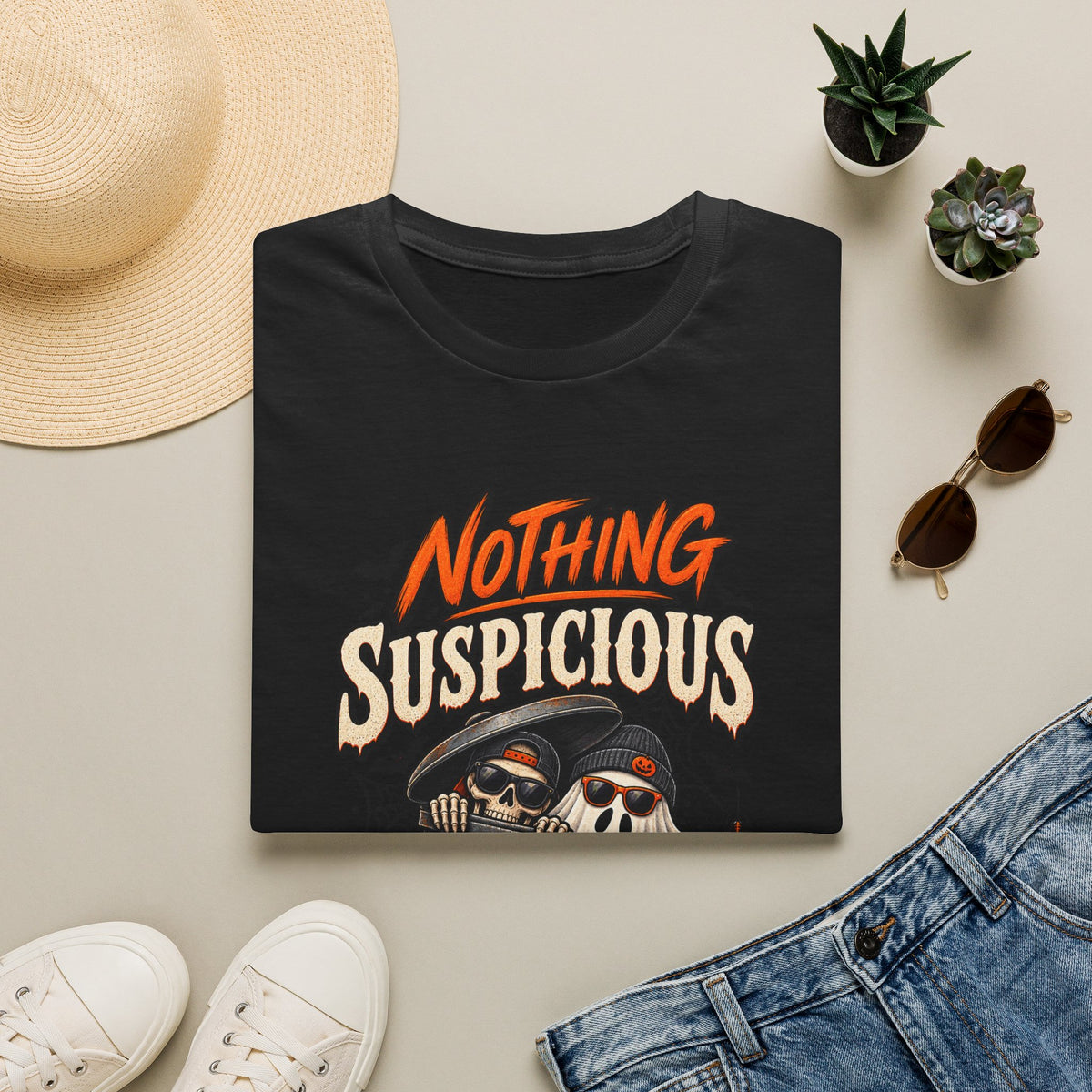 Nothing suspicious going on here, shirt, spooky season tee, funny horror, Halloween T-shirt