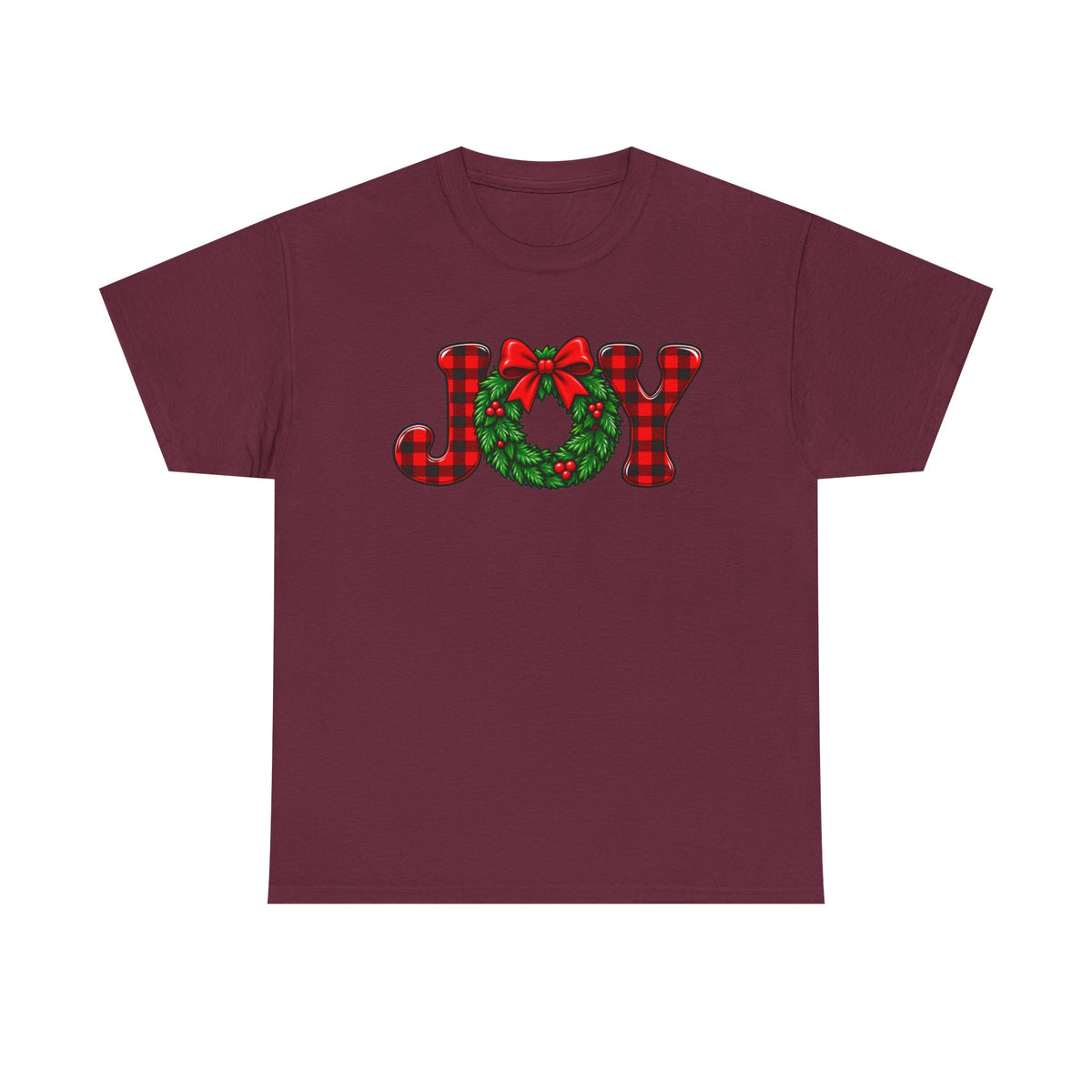 Joy Christmas wreath T-shirt… Classic festive holiday tee