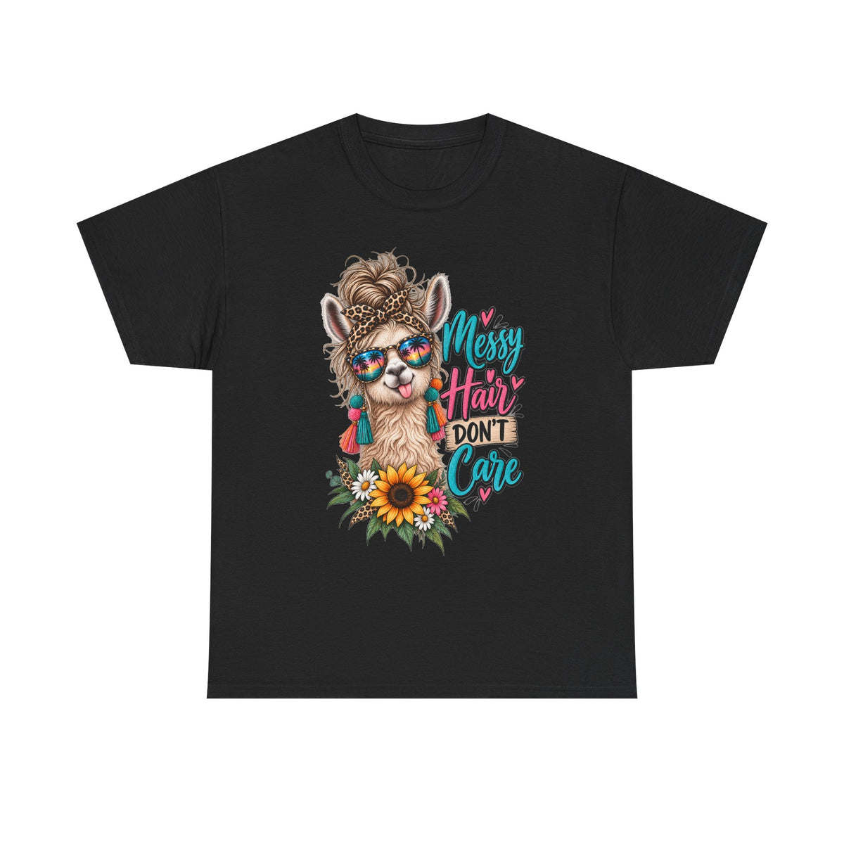 Messy Hair Don't Care Llama T-Shirt