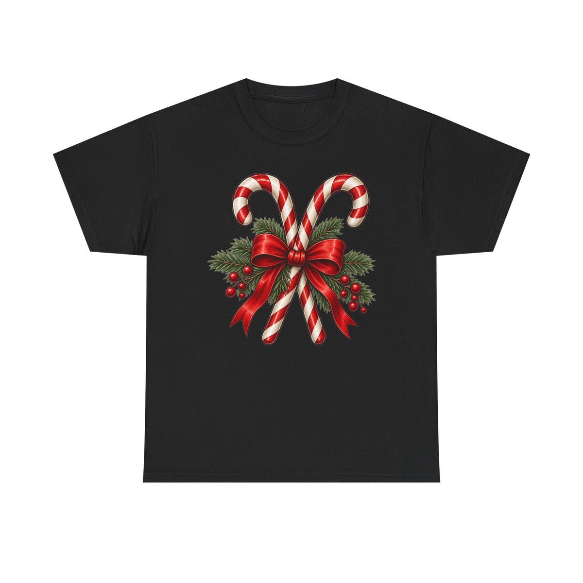Candy cane Christmas T-shirt… Classic holiday bow, and greenery tea