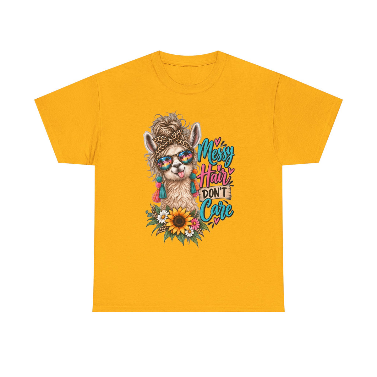 Messy Hair Don't Care Llama T-Shirt