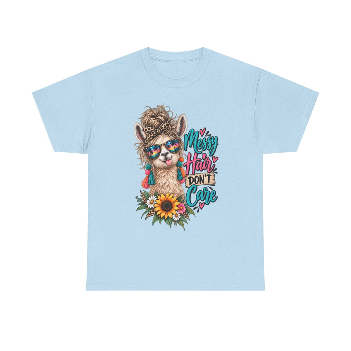 Messy Hair Don't Care Llama T-Shirt