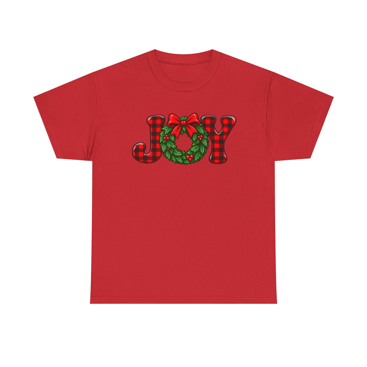 Joy Christmas wreath T-shirt… Classic festive holiday tee