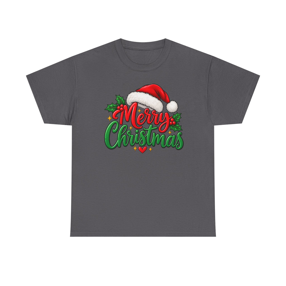 Merry Christmas, Santa hat, and Holly graphic tee