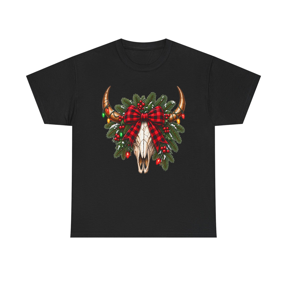 Christmas Buffalo Plaid Longhorn Tee