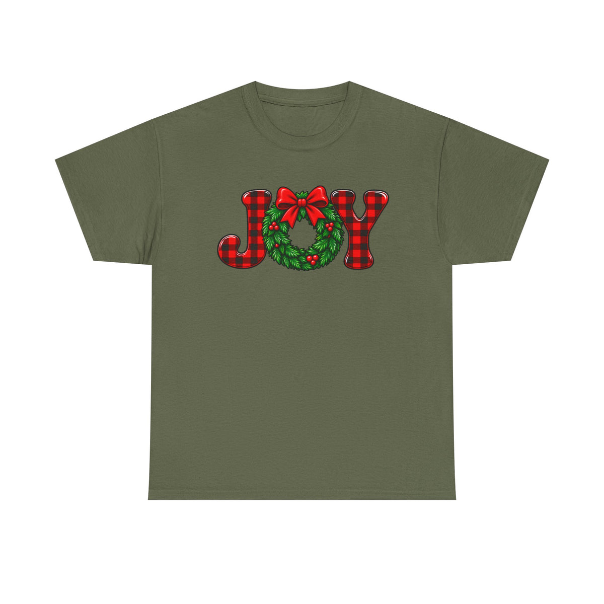 Joy Christmas wreath T-shirt… Classic festive holiday tee