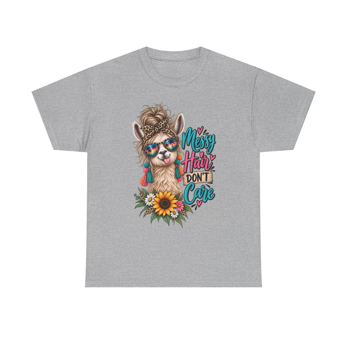 Messy Hair Don't Care Llama T-Shirt