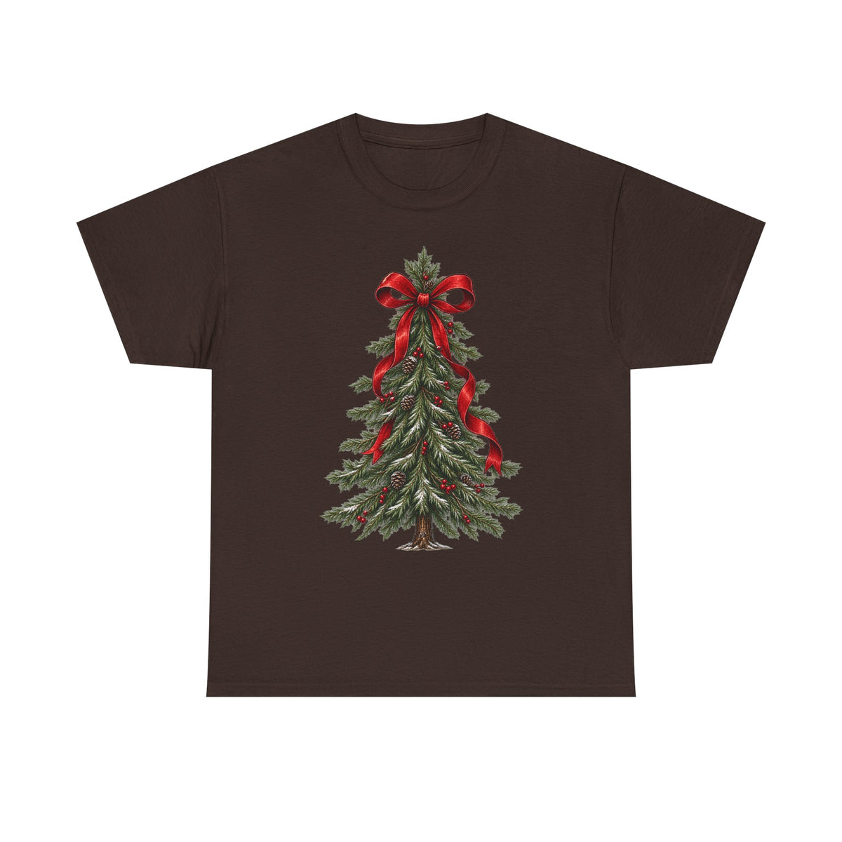 Christmas tree with red bow T-shirt… Festive holiday, graphic tee
