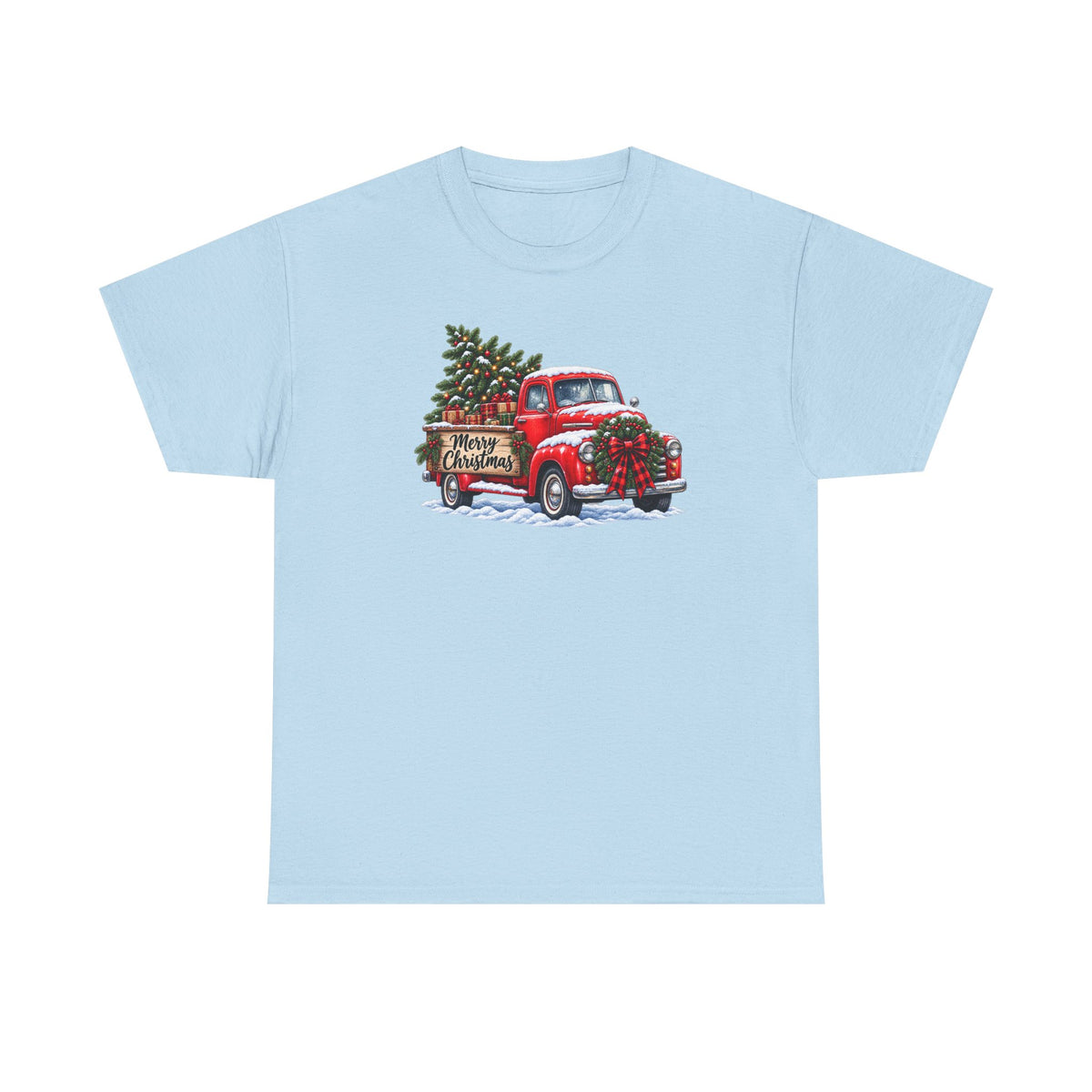 Christmas Truck T-Shirt — Red Vintage Truck with Tree & "Merry Christmas"