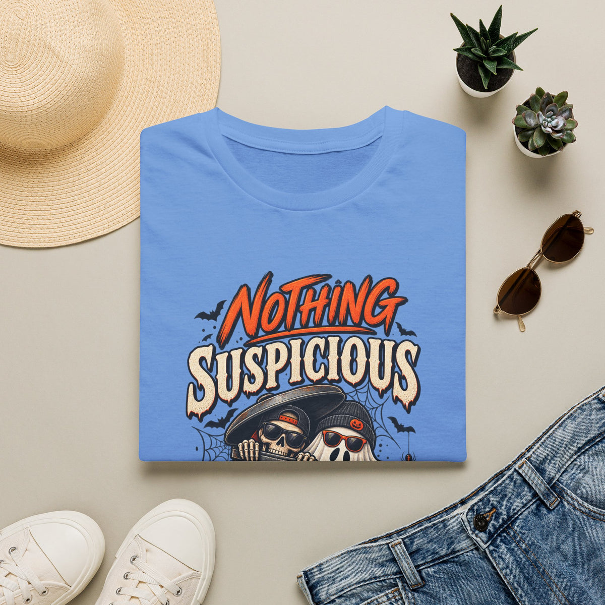 Nothing suspicious going on here, shirt, spooky season tee, funny horror, Halloween T-shirt