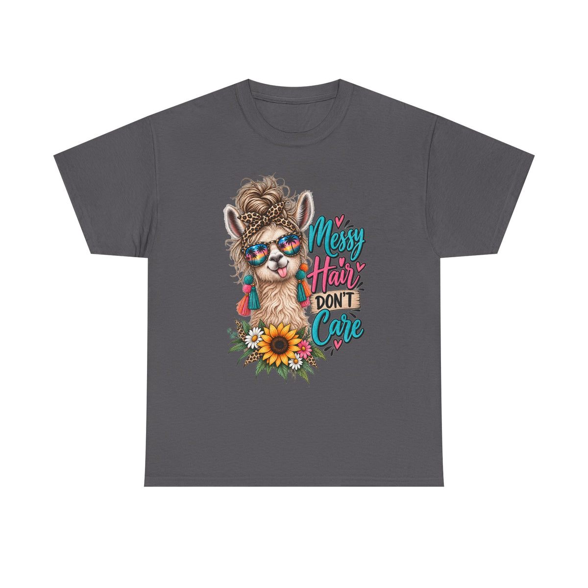 Messy Hair Don't Care Llama T-Shirt