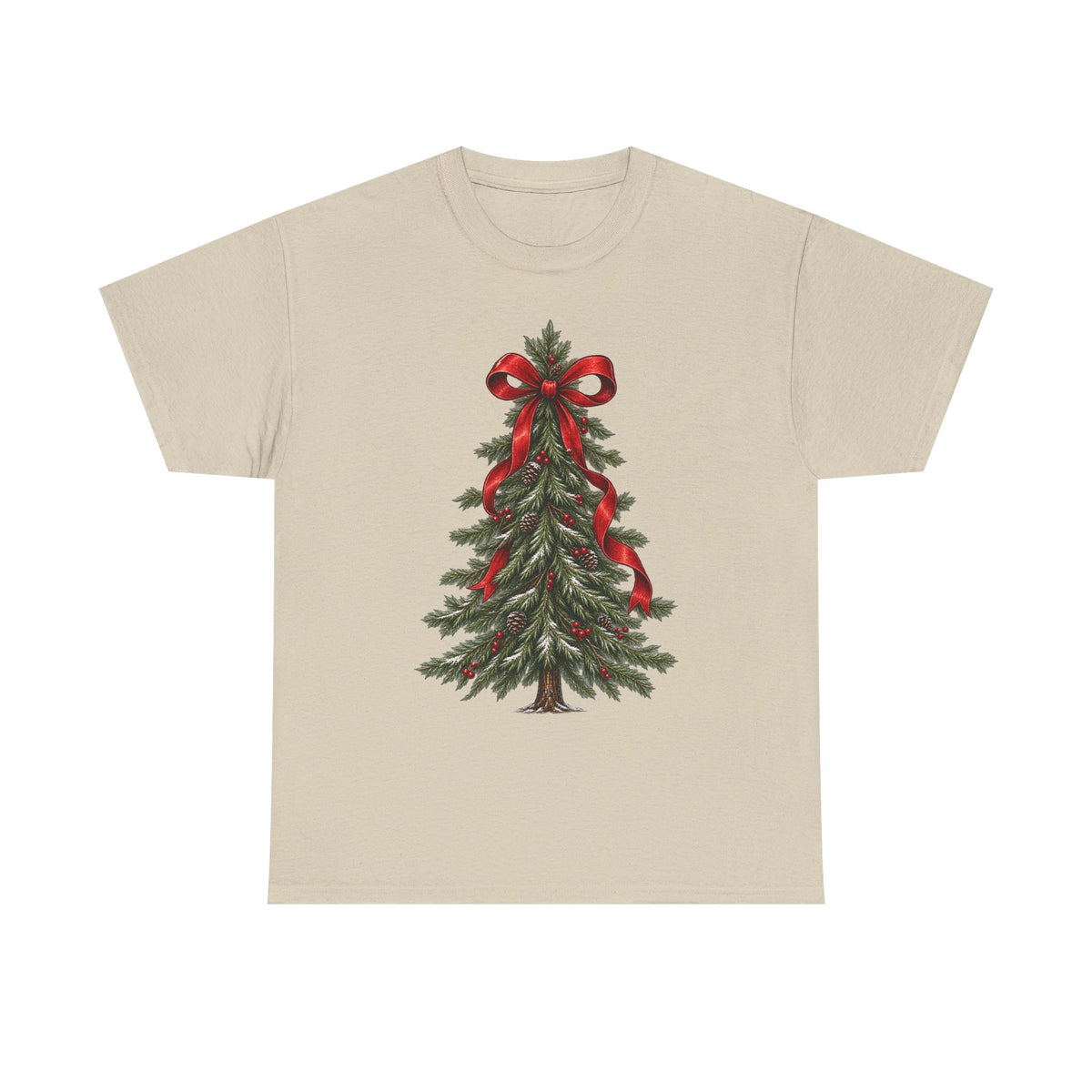 Christmas tree with red bow T-shirt… Festive holiday, graphic tee