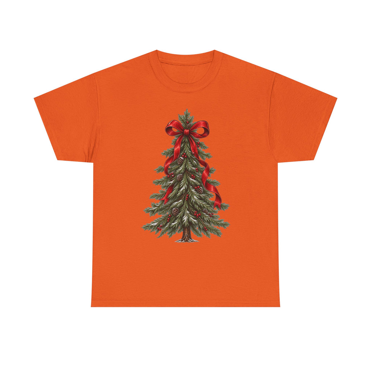 Christmas tree with red bow T-shirt… Festive holiday, graphic tee