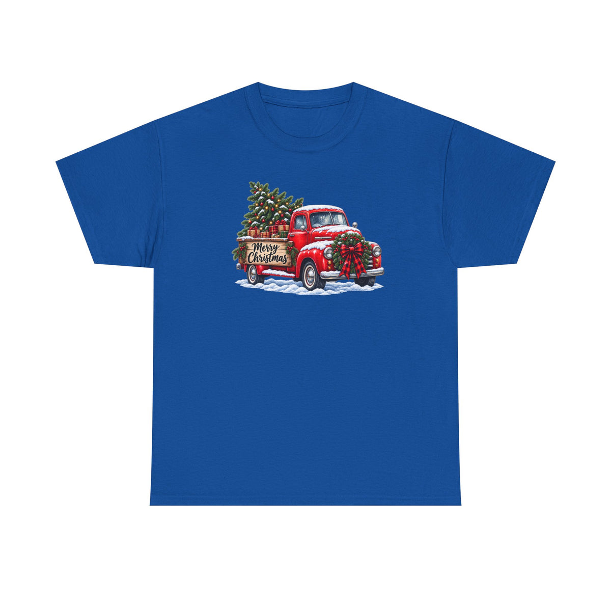 Christmas Truck T-Shirt — Red Vintage Truck with Tree & "Merry Christmas"