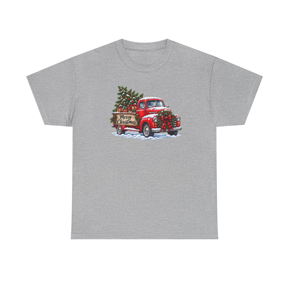 Christmas Truck T-Shirt — Red Vintage Truck with Tree & "Merry Christmas"