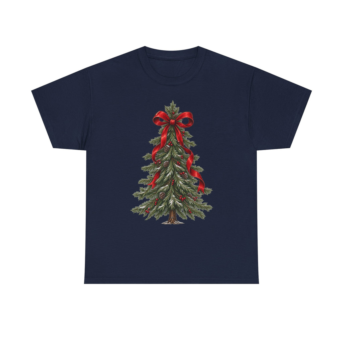 Christmas tree with red bow T-shirt… Festive holiday, graphic tee