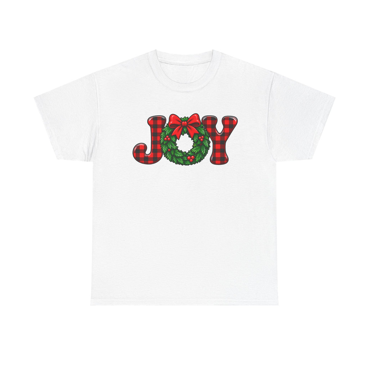 Joy Christmas wreath T-shirt… Classic festive holiday tee