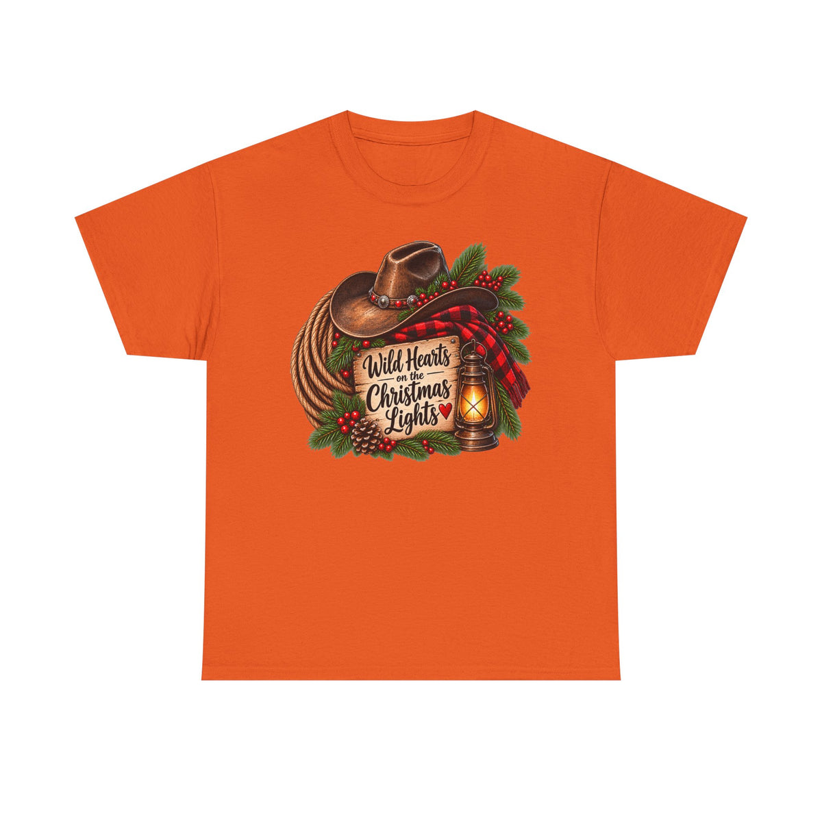 Christmas Lights Cowboy T-Shirt — "Wild Hearts & Christmas Lights" Festive Western Tee