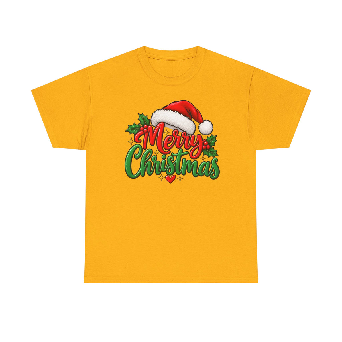 Merry Christmas, Santa hat, and Holly graphic tee