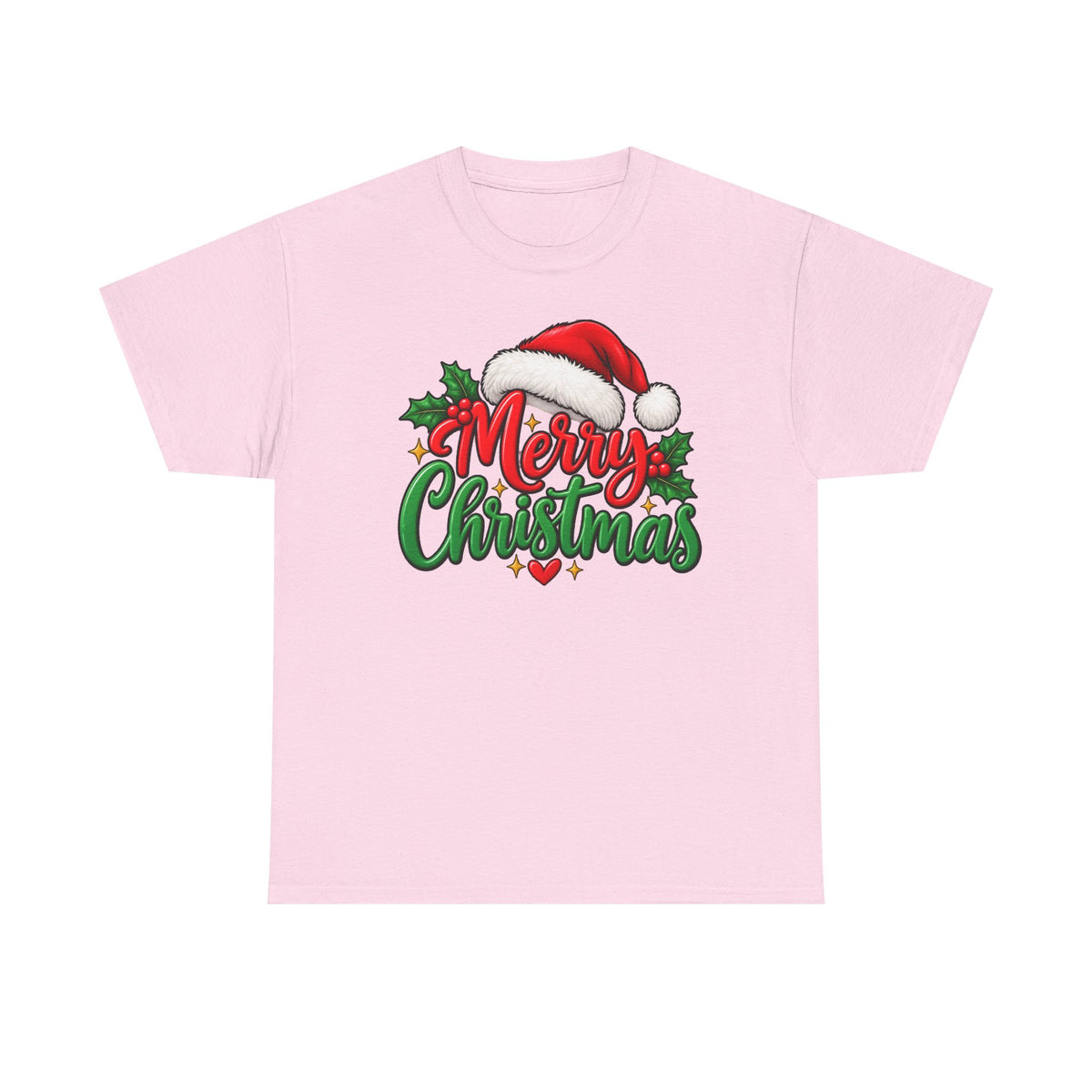Merry Christmas, Santa hat, and Holly graphic tee
