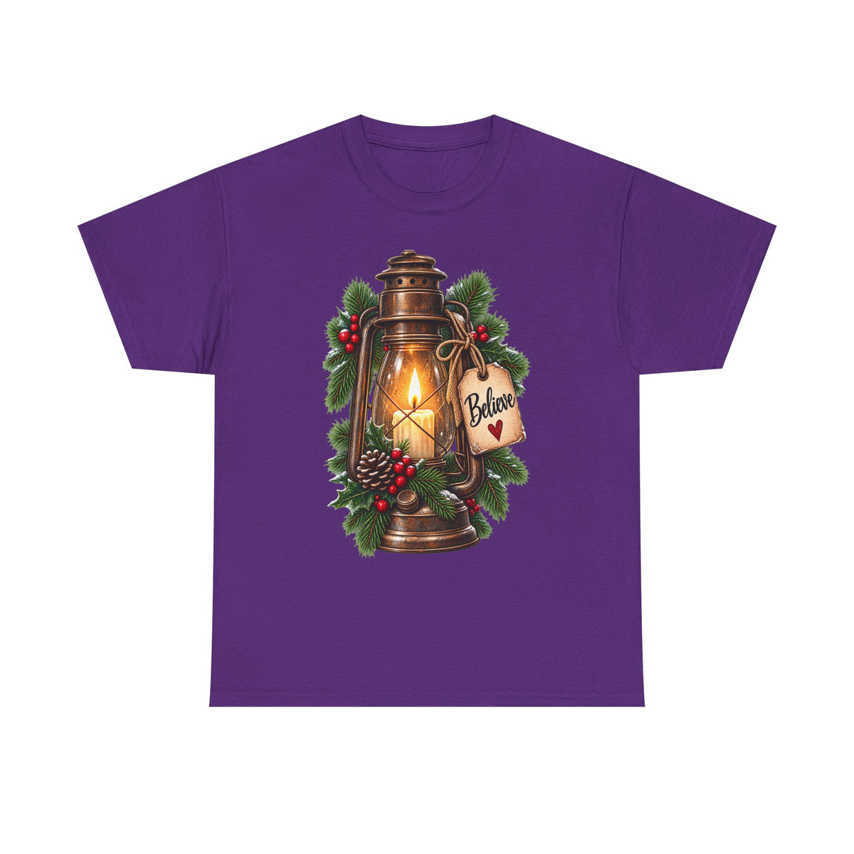 Lantern & Pine Christmas Tee — "Believe" Holiday T-Shirt