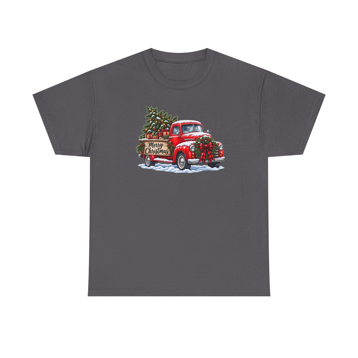Christmas Truck T-Shirt — Red Vintage Truck with Tree & "Merry Christmas"
