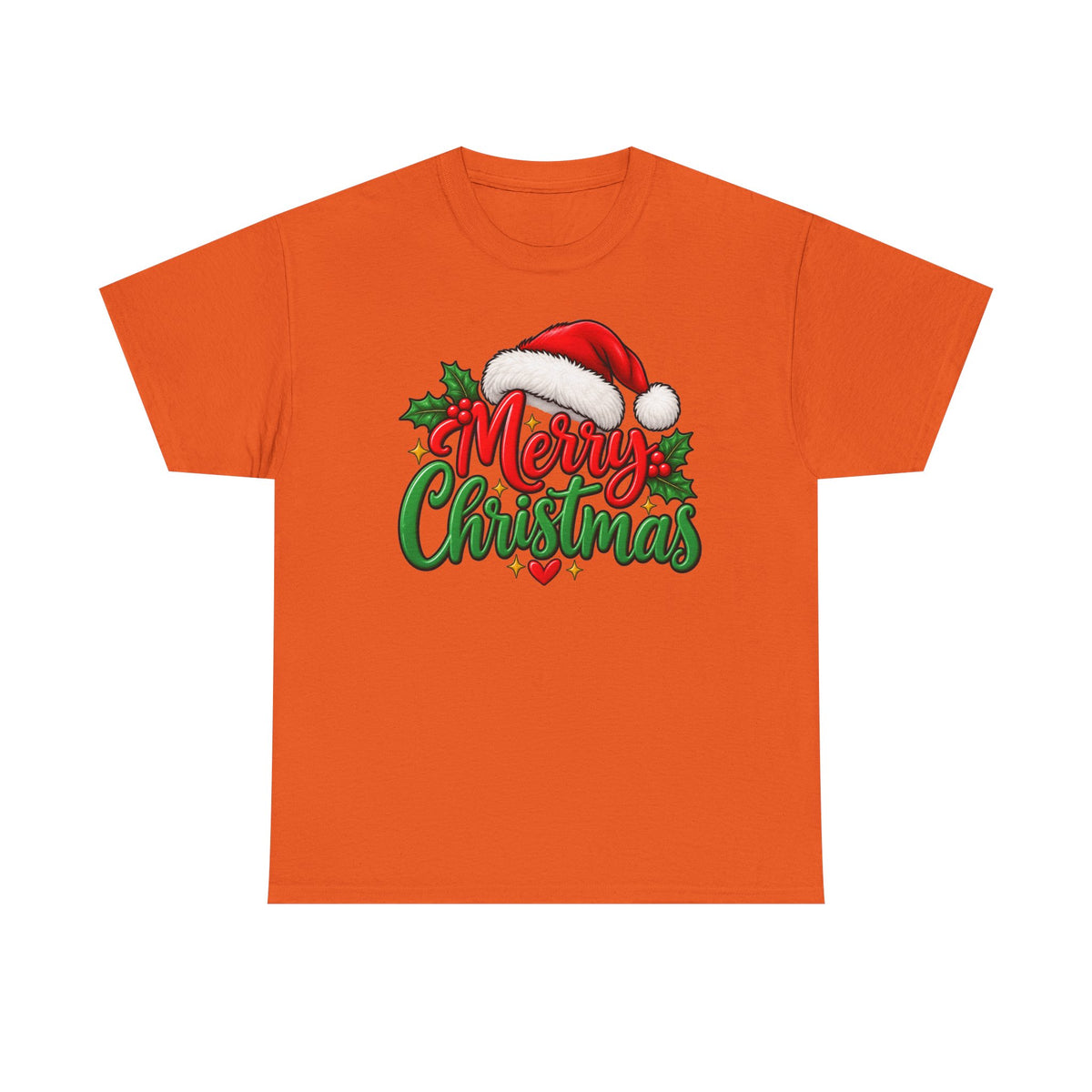 Merry Christmas, Santa hat, and Holly graphic tee