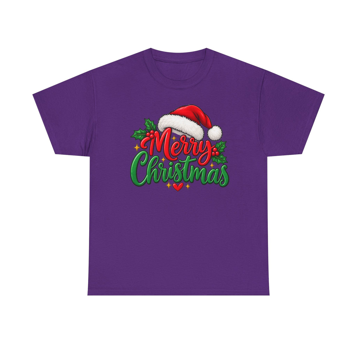 Merry Christmas, Santa hat, and Holly graphic tee