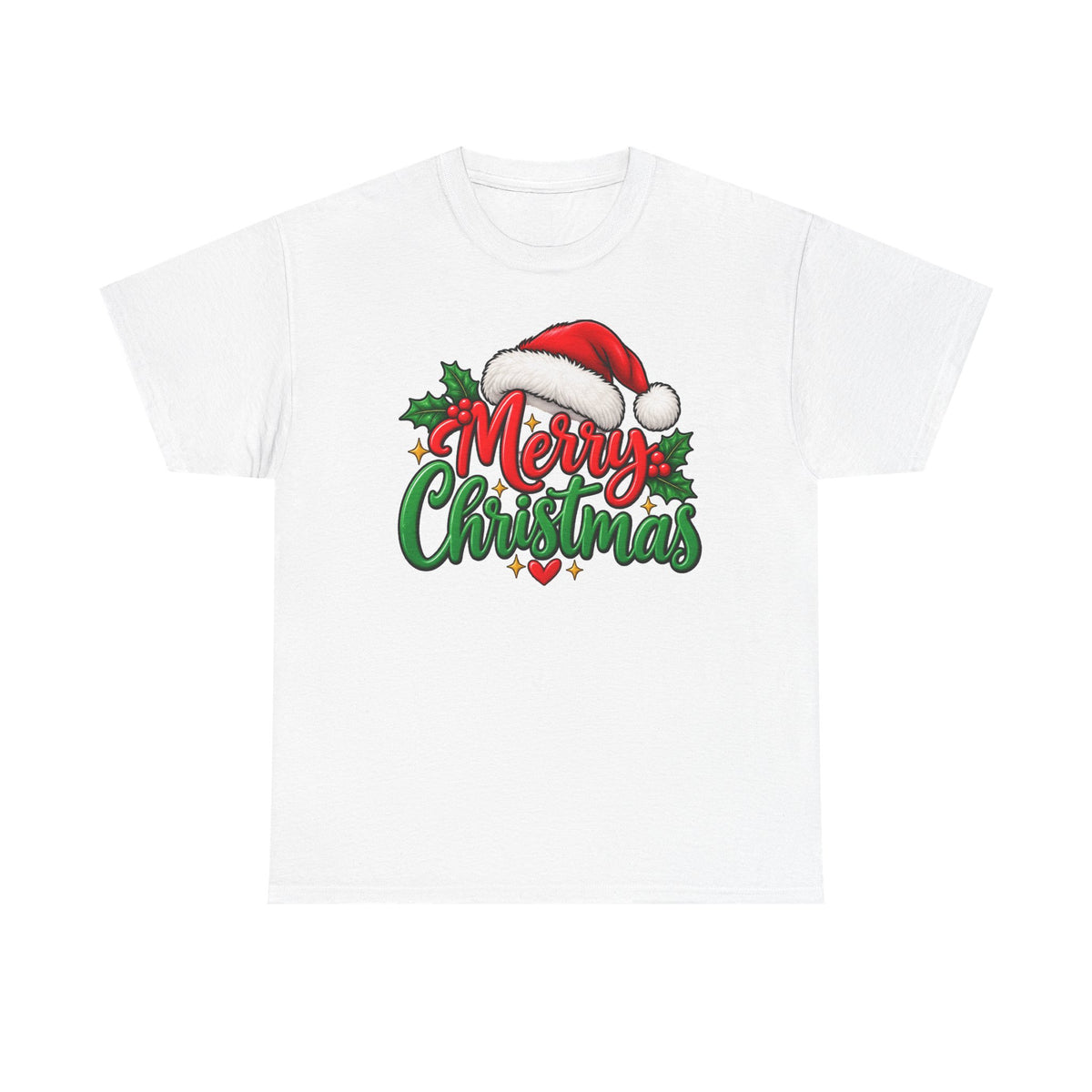 Merry Christmas, Santa hat, and Holly graphic tee