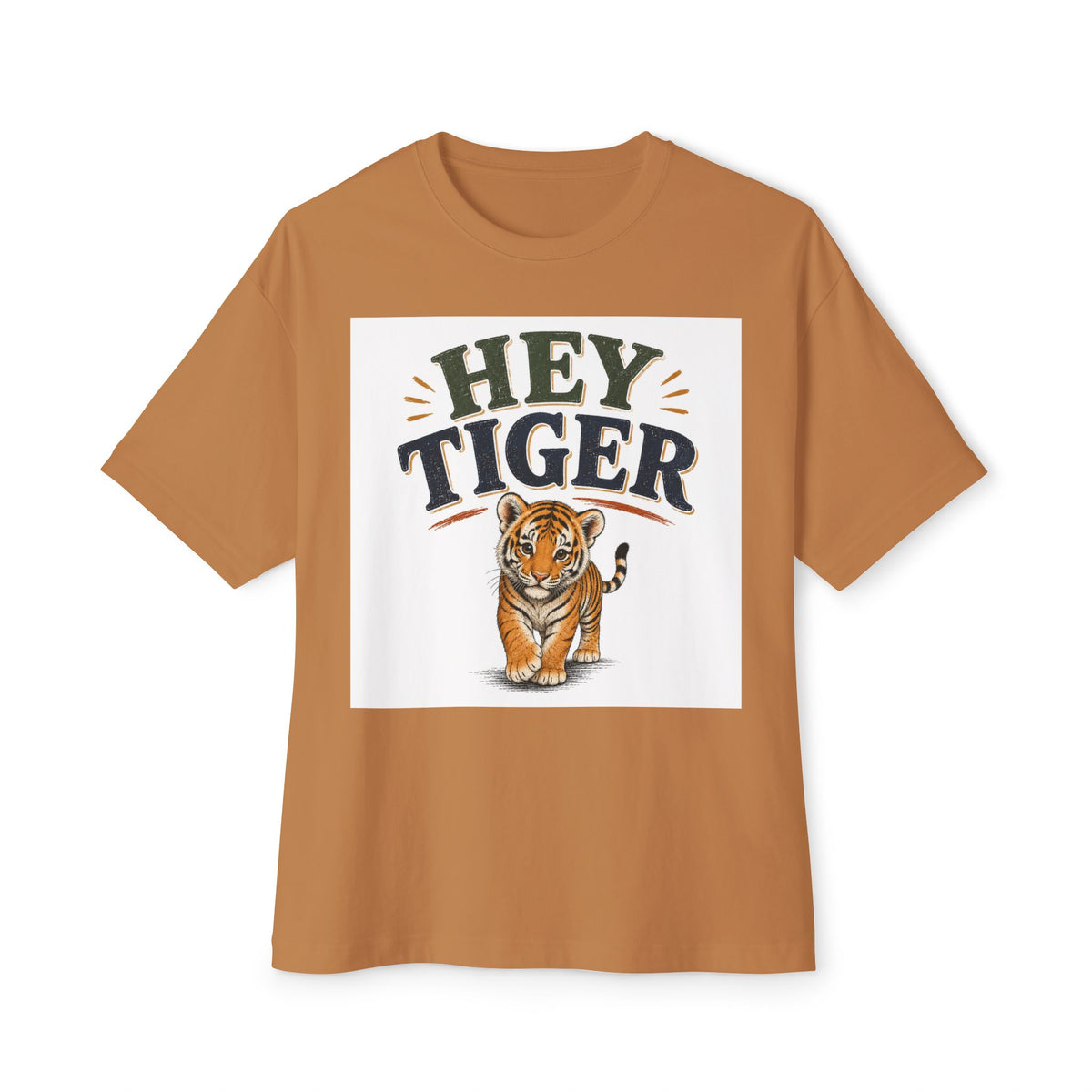 Hey Tiger Tee — Cute Tiger Graphic Oversized T‑Shirt