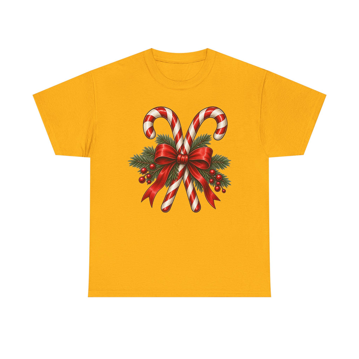 Candy cane Christmas T-shirt… Classic holiday bow, and greenery tea
