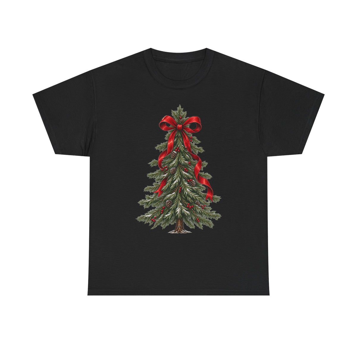 Christmas tree with red bow T-shirt… Festive holiday, graphic tee
