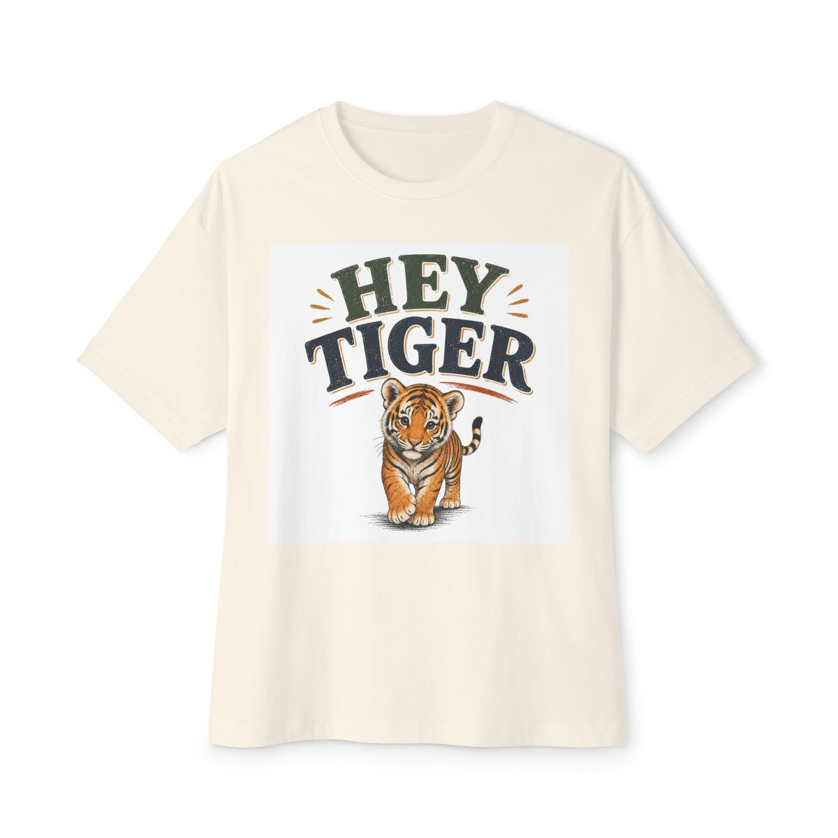 Hey Tiger Tee — Cute Tiger Graphic Oversized T‑Shirt