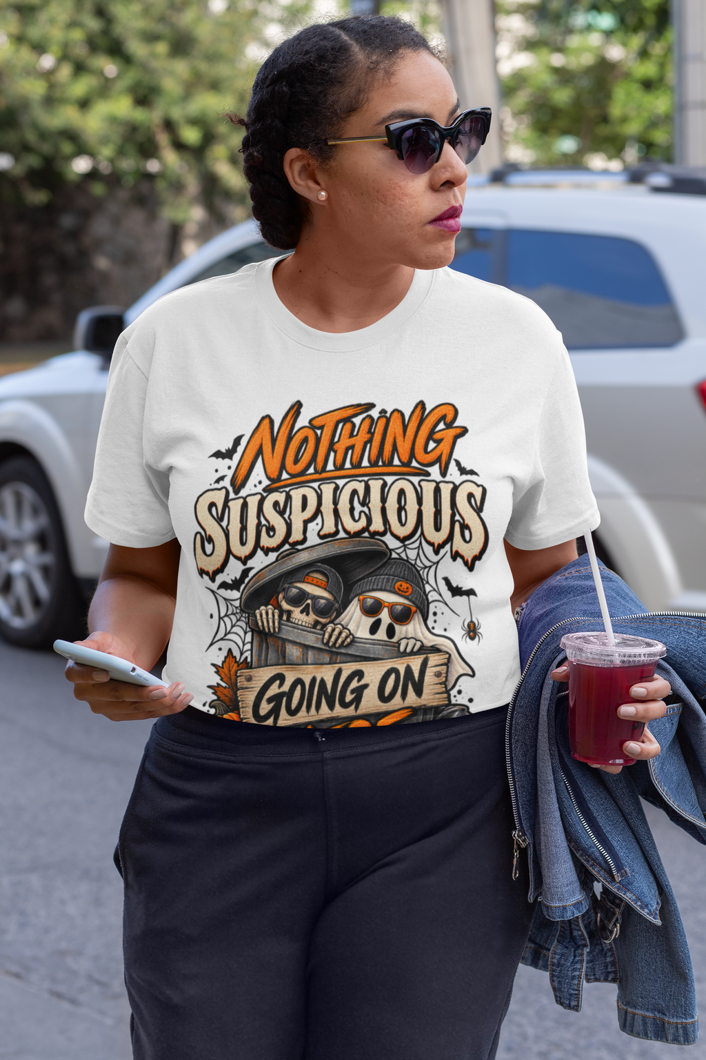 Nothing suspicious going on here, shirt, spooky season tee, funny horror, Halloween T-shirt
