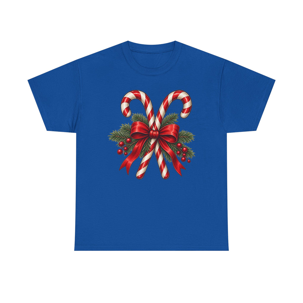Candy cane Christmas T-shirt… Classic holiday bow, and greenery tea