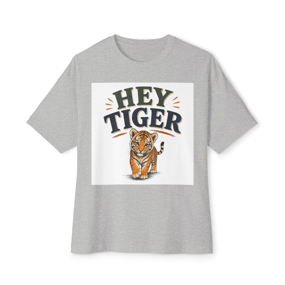 Hey Tiger Tee — Cute Tiger Graphic Oversized T‑Shirt