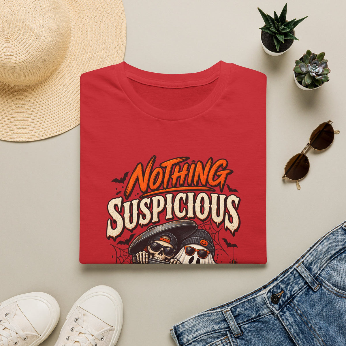 Nothing suspicious going on here, shirt, spooky season tee, funny horror, Halloween T-shirt
