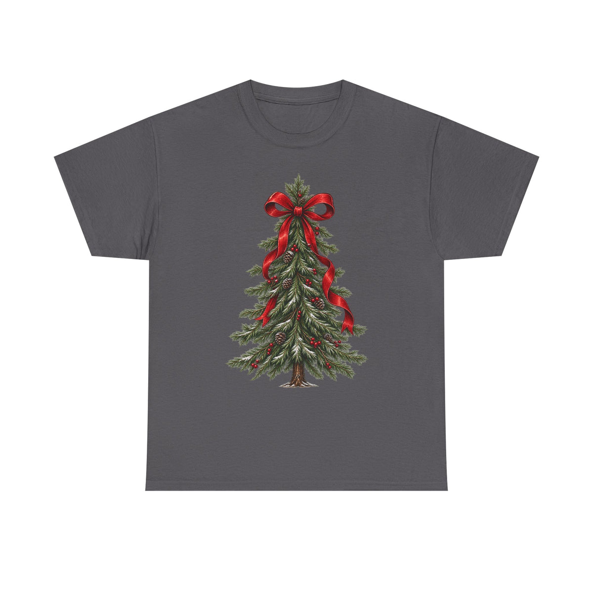 Christmas tree with red bow T-shirt… Festive holiday, graphic tee