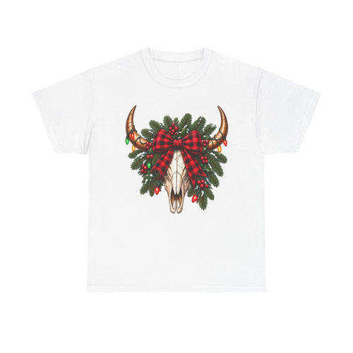 Christmas Buffalo Plaid Longhorn Tee