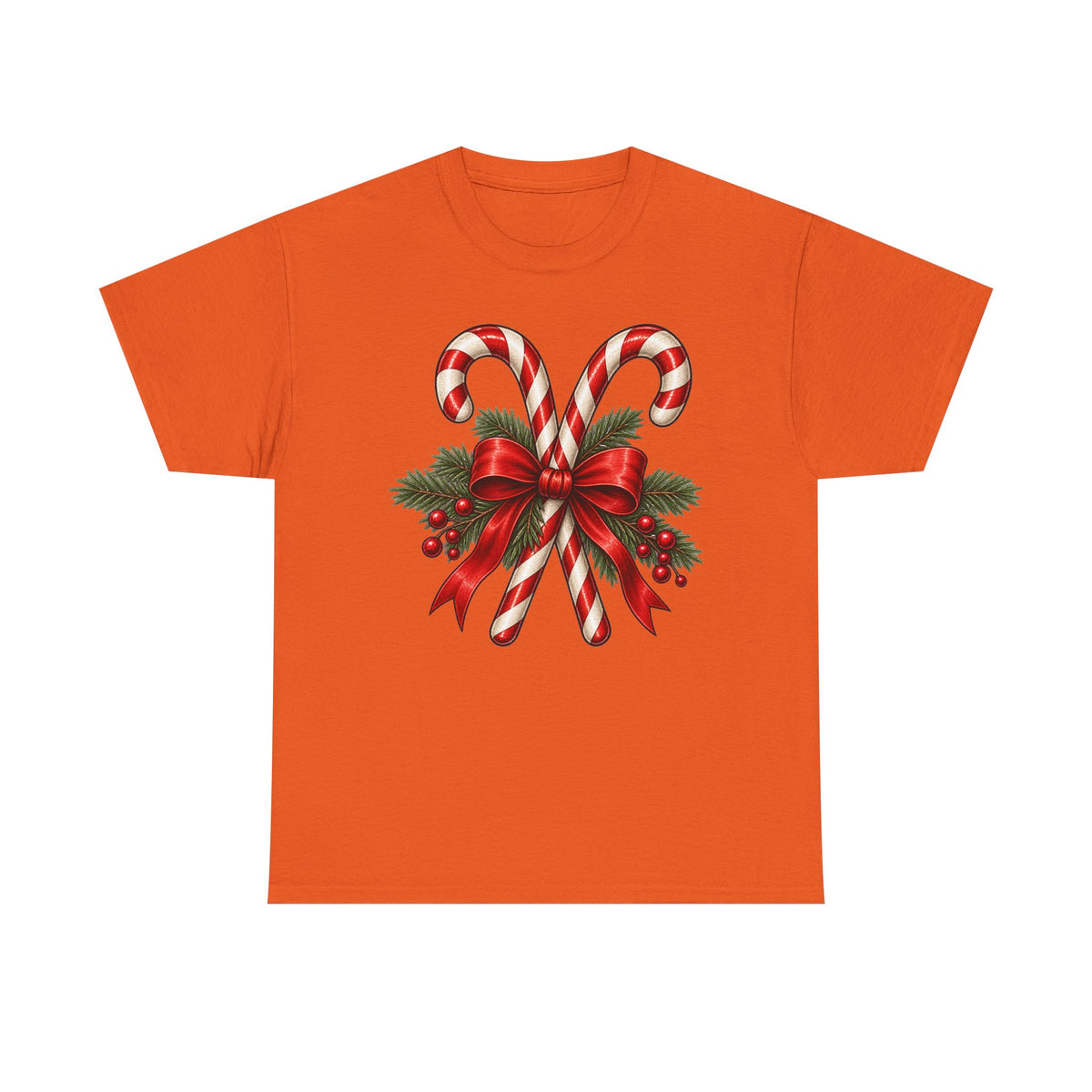 Candy cane Christmas T-shirt… Classic holiday bow, and greenery tea