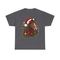 Christmas Horse T-Shirt — Holiday Santa Hat & Lantern Equestrian Tee